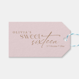 Elegante Sweet 16 Rosé-farbene Geburtstagsfeier Geschenkanhänger