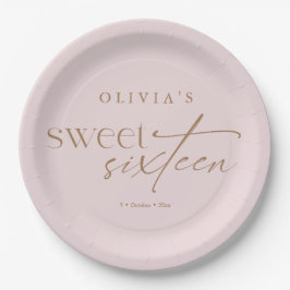 Elegante Sweet 16 Rosé-farbenes Geburtstags- Pappteller