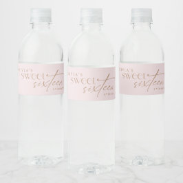 Elegante Sweet 16 Rosé-farbenes Geburtstags- Wasserflaschenetikett