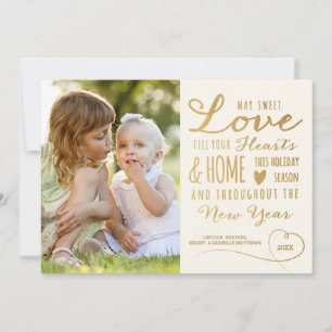 Elegante Sweet Liebe Gold Art Weihnachtsfest Foto  Feiertagskarte