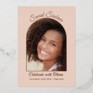 Elegante Sweet Sixteen-Foto Rose Gold Folie Folieneinladung