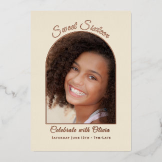 Elegante Sweet Sixteen-Foto Rose Gold Folie Folieneinladung
