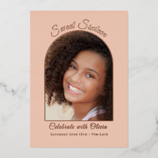 Elegante Sweet Sixteen-Foto-Roségoldfolie Folieneinladung