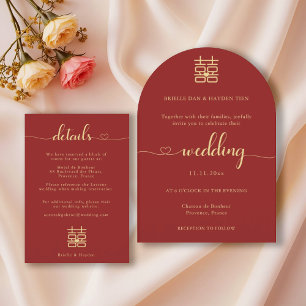 Elegante Sweetheart Moderne chinesische Hochzeitsd Einladung