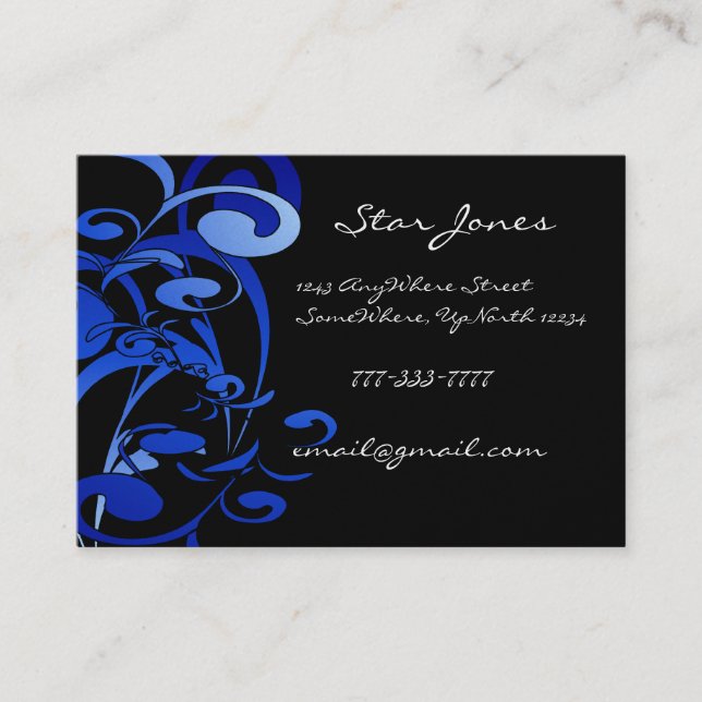 Elegante Swirl Blue Business Card Visitenkarte (Vorderseite)