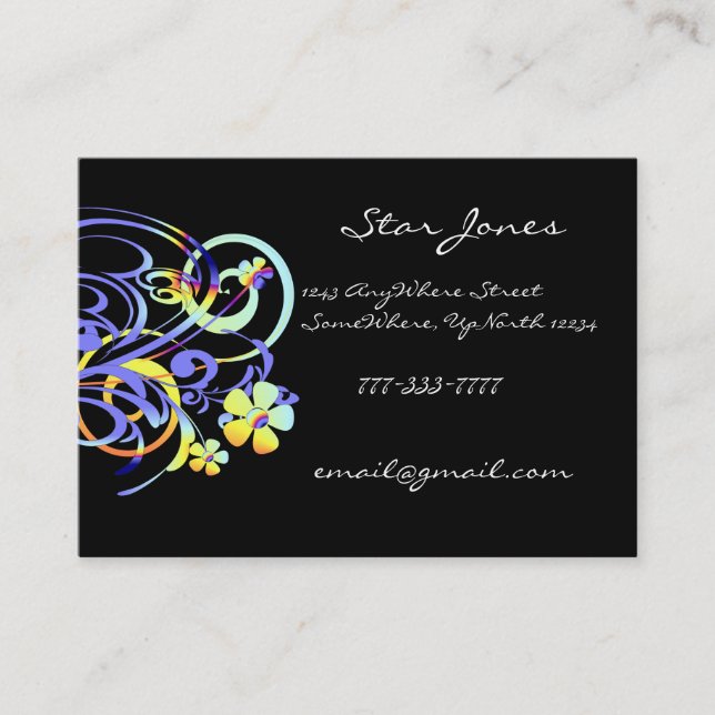 Elegante Swirl Business Card - Blues und Yellows Visitenkarte (Vorderseite)