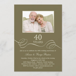 Elegante Swirl-Jubiläums-Fotoeinladung - Salbei Einladung