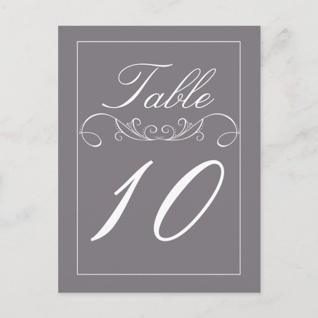 Elegante Swirl Wedding Tischnummer Cards (Vorderseite)