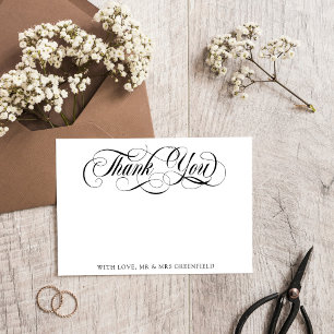 Elegante Swirly-Foto-Hochzeit-Dankeskarten Dankeskarte