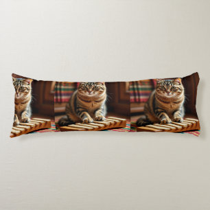 Elegante Tabby-Katze Musik-Moment – Körperkissen