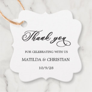 Elegante Tags für Schwarz-weiße Gastgeschenk Hochz Geschenkanhänger