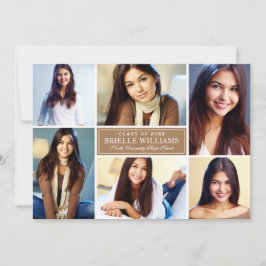 Elegante Tan Foto Collage Graduation Party Einladung