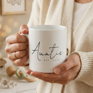 Elegante Tante EST-Jahr Minimal Familien Schriftzu Tasse