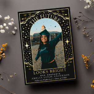 Elegante Tarot Abschluss Foto Announcement Card Folieneinladung