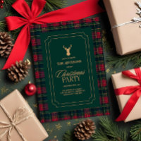 Elegante Tartan-Kariert-Weihnachtsfeier-Einladung