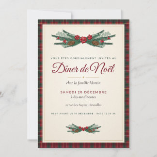 Elegante Tartan Karo Weihnachts Dinner Party Einla Einladung