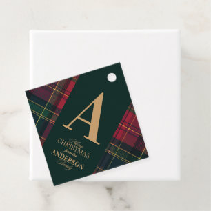 Elegante Tartan-Karo-Weihnachtsfeier-Einladung Geschenkanhänger