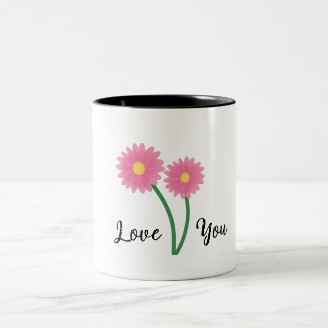 Elegante Tasse mit rosafarbenen Blume, gepflegtes  (Mittel)