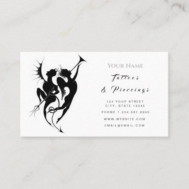 Elegante Tattoos und Piercings Business Card Visitenkarte (Vorderseite)