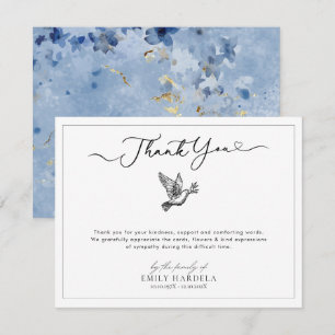 Elegante Taube Danke Karte Golden Blue Floral