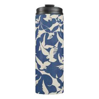 Elegante Tauben in Weiß und Blau Thermosbecher