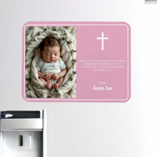 Elegante Taufe Dusty Pink Danke Foto Magnet