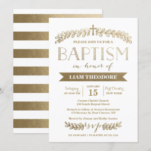 Elegante Taufe-Einladung des Lorbeer-Gold  Einladung