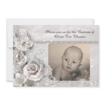 Elegante Taufe Einladung mit Foto