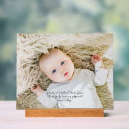 Elegante Taufe Eltern Vielen Dank mit Foto Acrylschild