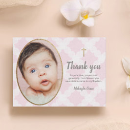 Elegante Taufe für Fotos in Rosa und Gold Postkarte