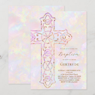 elegante Taufe Kreuz Einladung