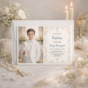 Elegante Taufe   Religiöse Kindertaufefeier Einladung