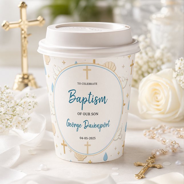 Elegante Taufe | Religiöse Kindertaufefeier Pappbecher (Elegant Baptism | Religious Kids Christening Party Paper Cups
)