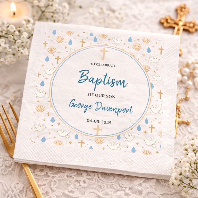 Elegante Taufe | Religiöse Kindertaufefeier Serviette (Elegant Baptism | Religious Kids Christening Party Napkins
)