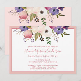 Elegante Taufe Rosa und Creme Girl Einladung