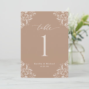 Elegante Taupe Beige 12x18 Wedding Tischnummern