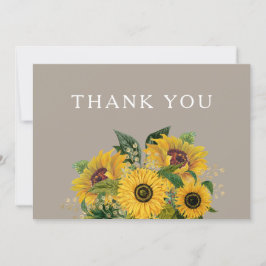 Elegante Taupe Bloral Wedding Dankeskarte