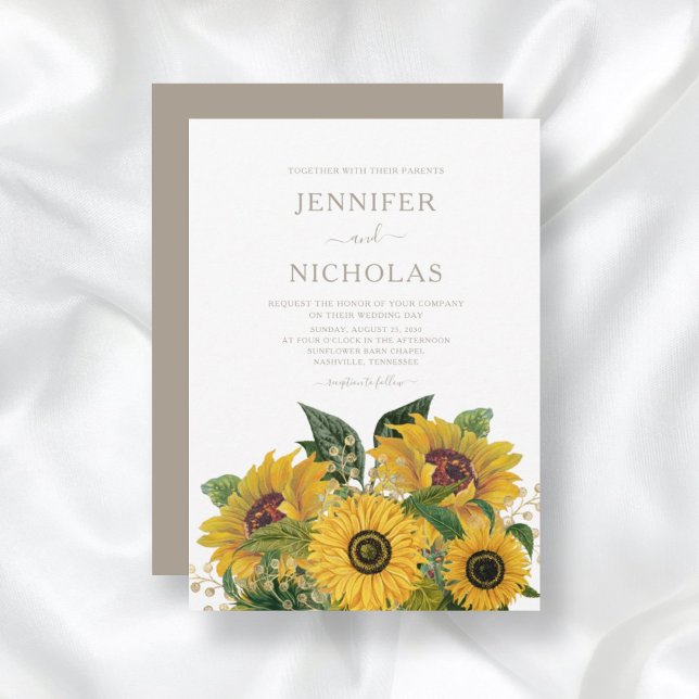 Elegante Taupe Bloral Wedding Einladung (Von Creator hochgeladen)