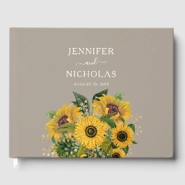 Elegante Taupe Bloral Wedding Gästebuch