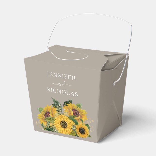 Elegante Taupe Bloral Wedding Geschenkschachtel (Vorderseite)