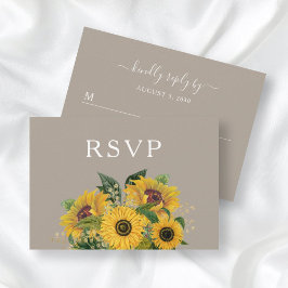 Elegante Taupe Bloral Wedding RSVP Karte