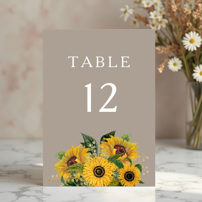 Elegante Taupe Bloral Wedding Tischnummer (Elegant Taupe Floral Wedding Table Number)