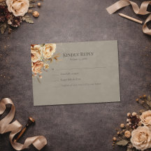 Elegante Taupe-Blumen-Hochzeits-RSVP