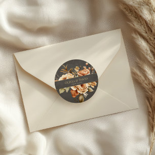 Elegante Taupe-Blumen-Hochzeits-Rundsticker Runder Aufkleber