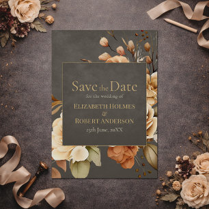 Elegante Taupe-Blumen- Save-the-Date-Karte Save The Date