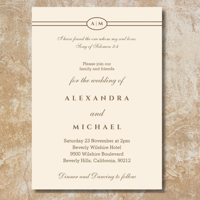Elegante Taupe Cream Bible Verse Christliche Hochz Einladung (Von Creator hochgeladen)