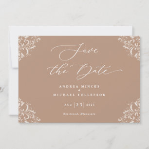 Elegante Taupe-Hochzeit Save-the-Date-Karten Save The Date