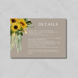 Elegante Taupe Sonnenblumen Hochzeitsstimmung Deta Begleitkarte