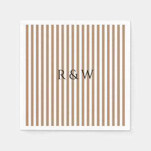 Elegante Taupe Stripes Summer Stripe Hochzeit Serviette