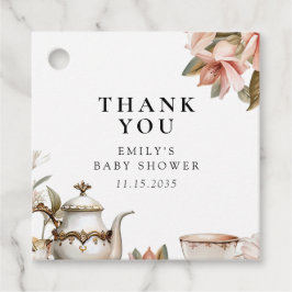 Elegante Tea Party Babydusche Geschenkanhänger